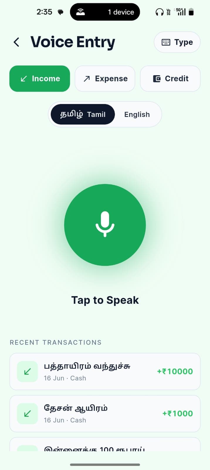 Voice Entry